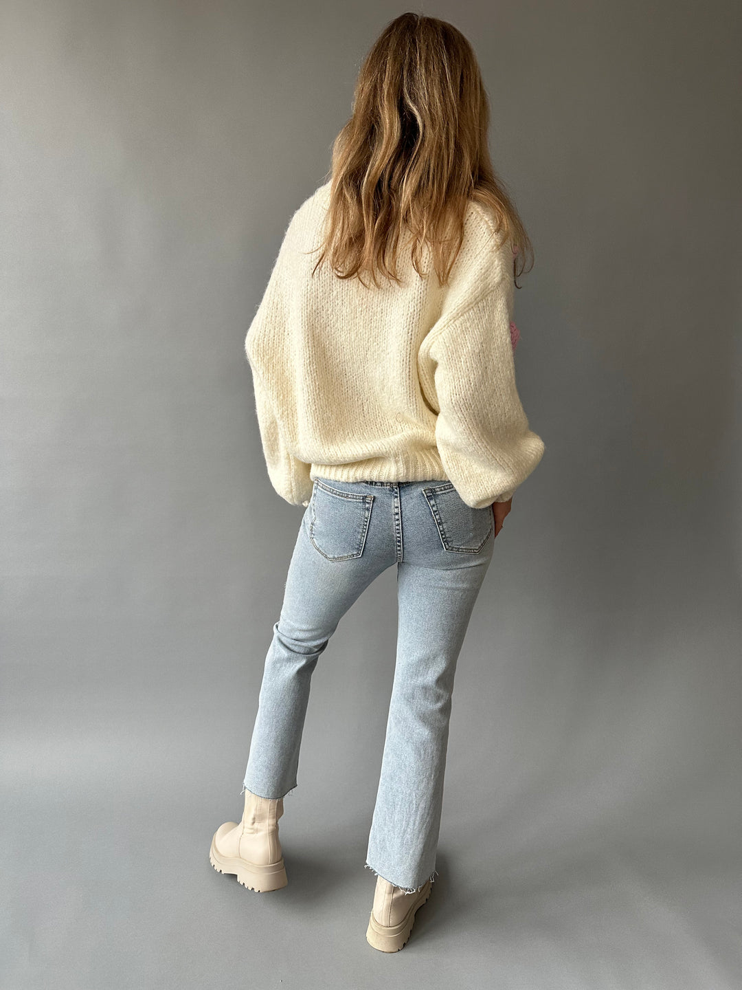 Cropped bell-bottom jeans