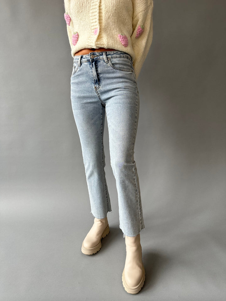 Cropped bell-bottom jeans