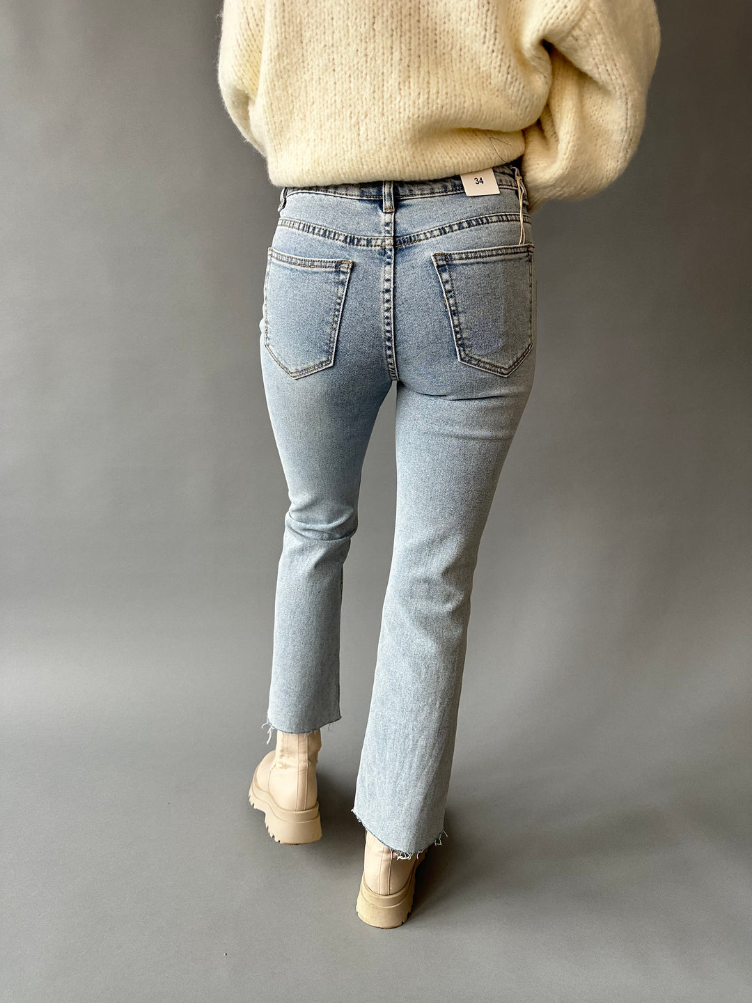 Cropped bell-bottom jeans