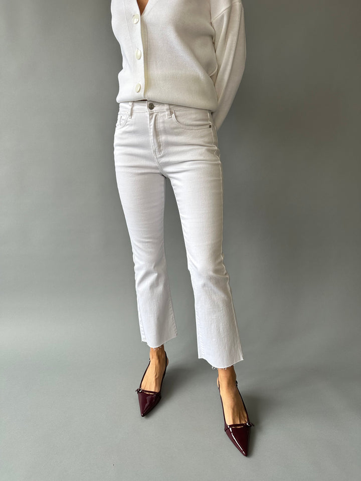 Cropped bell-bottom jeans