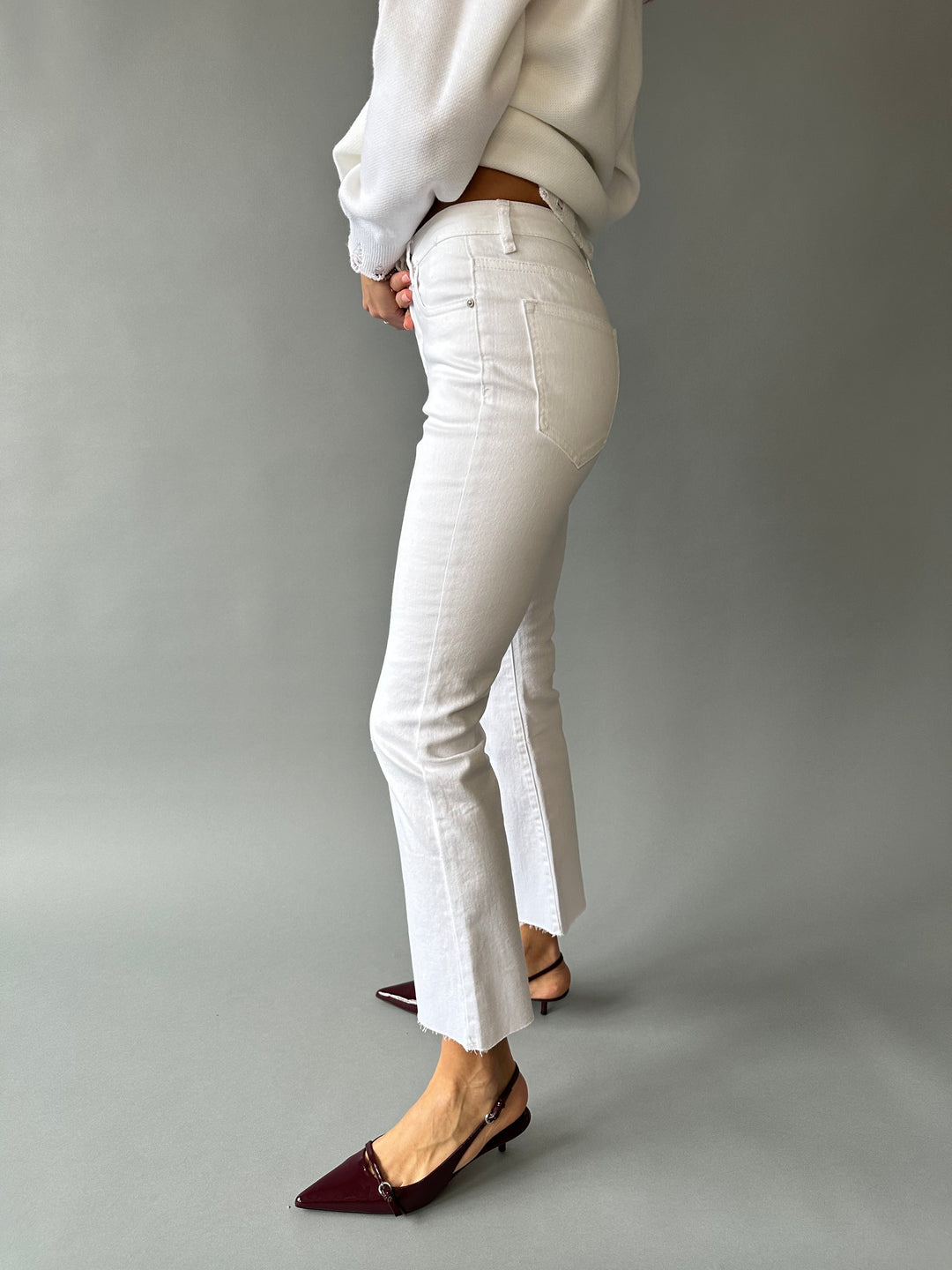 Cropped bell-bottom jeans