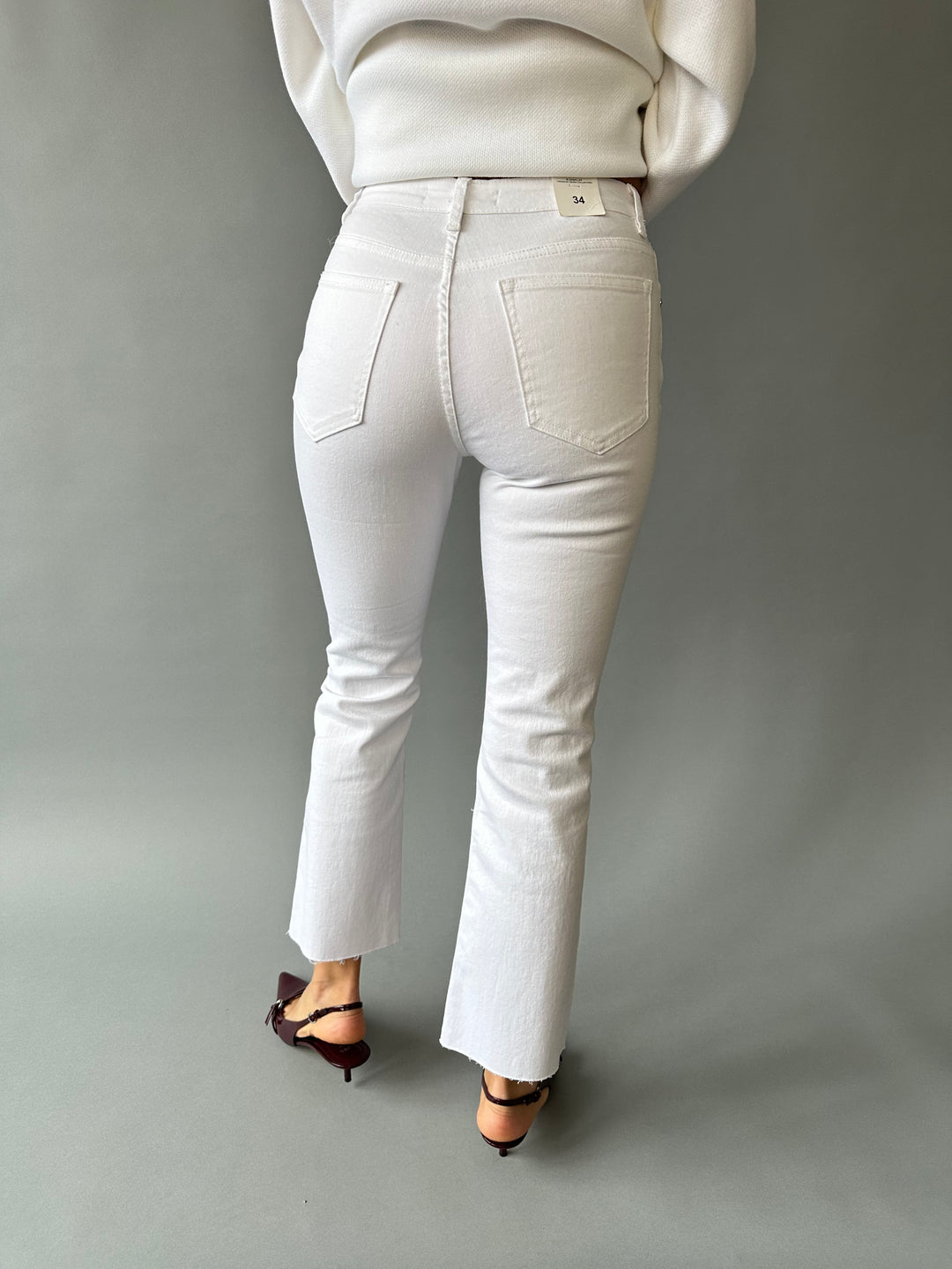 Cropped bell-bottom jeans