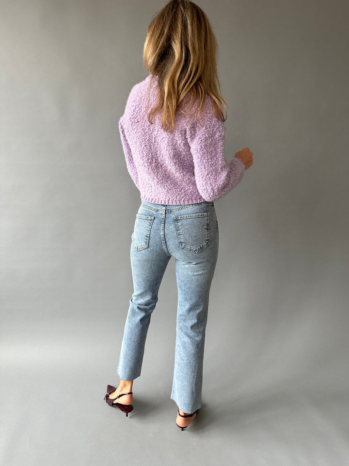 Cropped high-waisted bell-bottom jeans