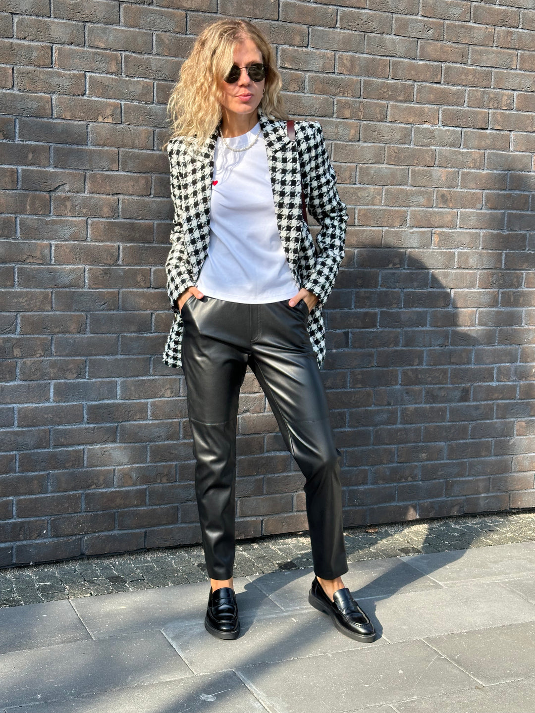  Casual faux leather pants