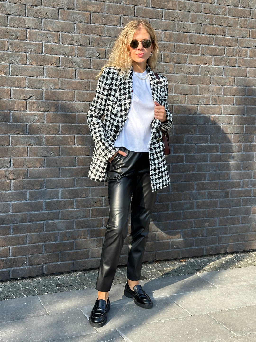  Casual faux leather pants