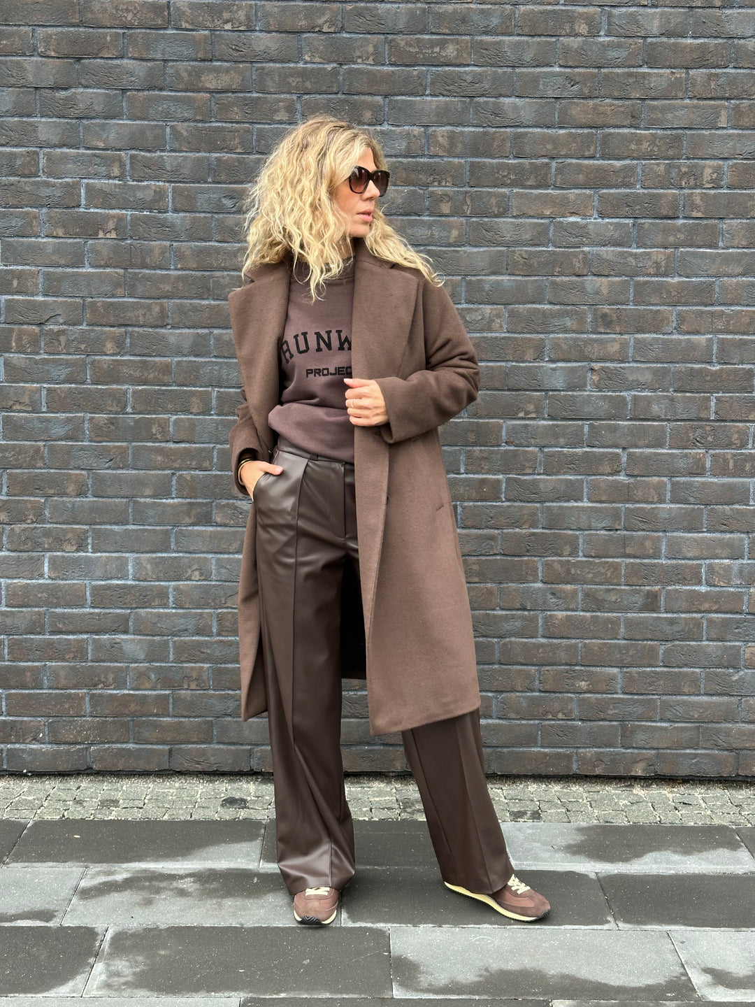 Wool coat with raglan sleeves