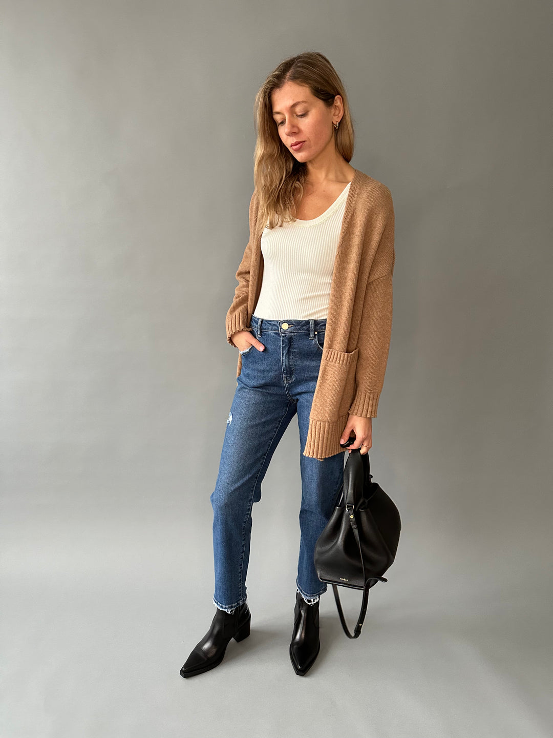 Mom fit jeans with small rips