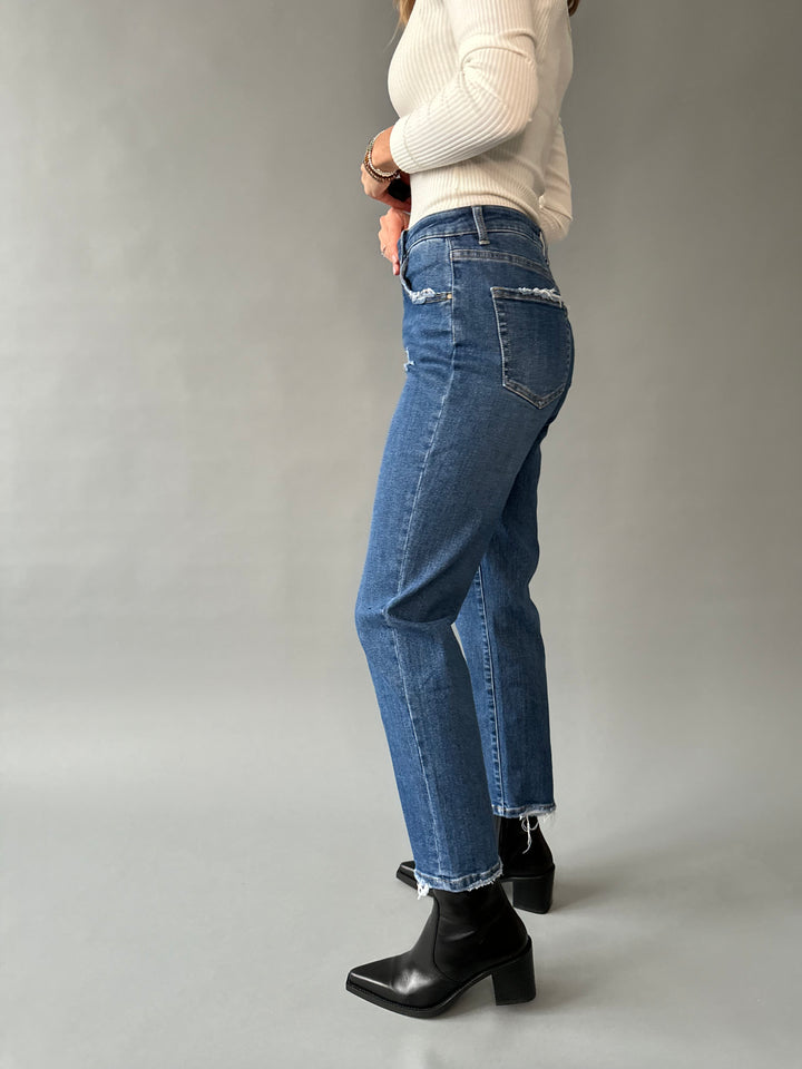 Mom fit jeans with small rips