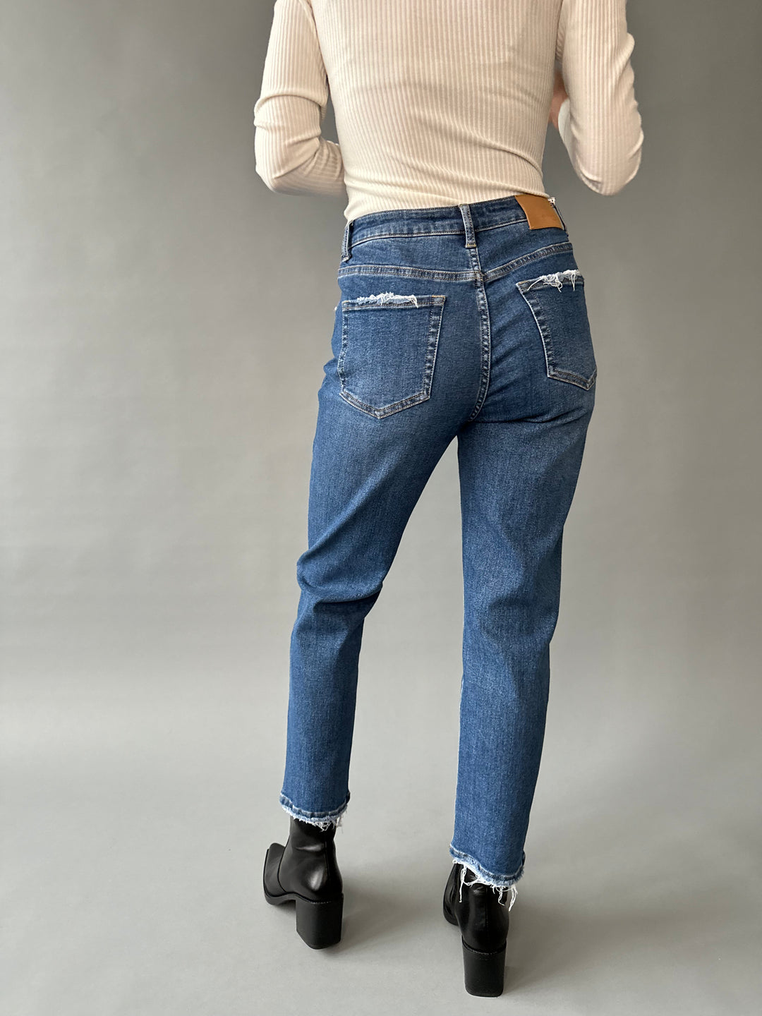 Mom fit jeans with small rips