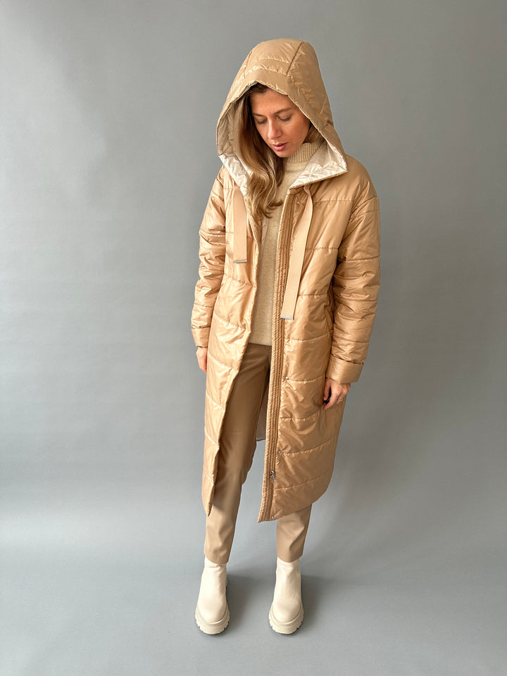 Long warm hooded overjacket