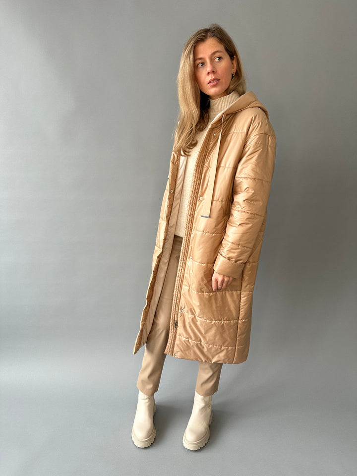 Long warm hooded overjacket