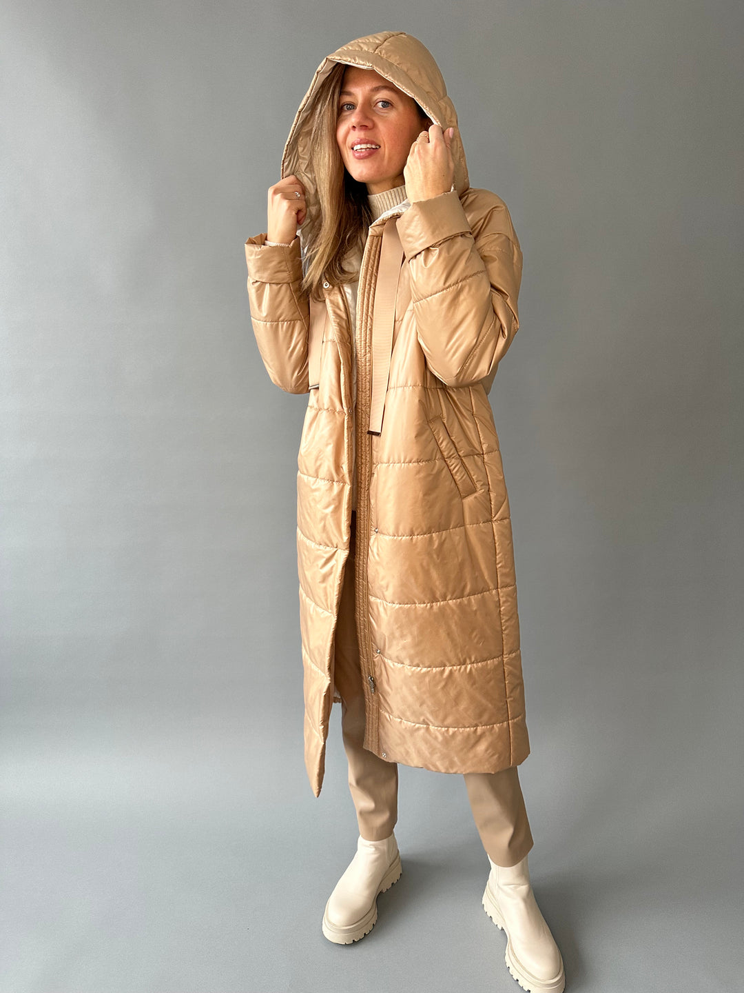 Long warm hooded overjacket