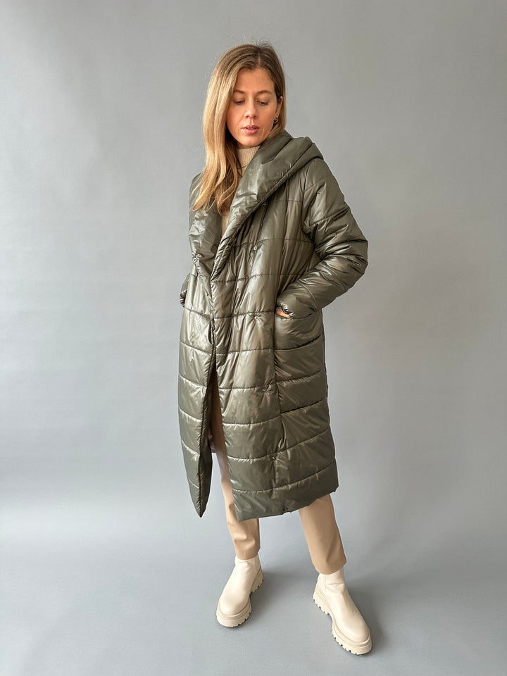 Warm quilted hooded overjacket