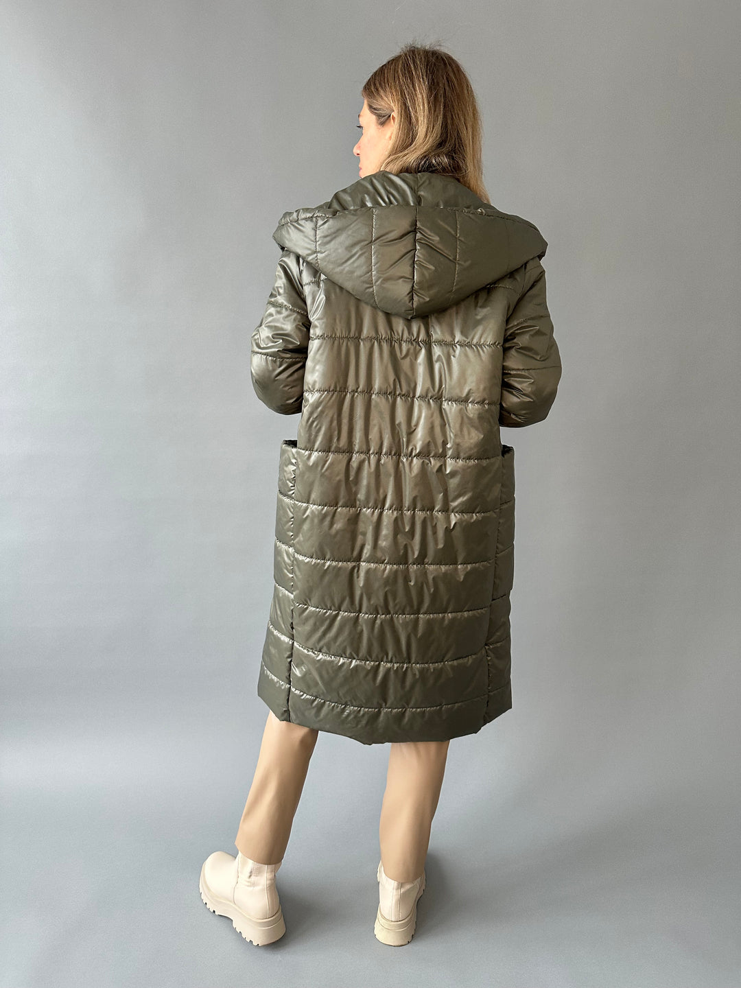 Warm quilted hooded overjacket