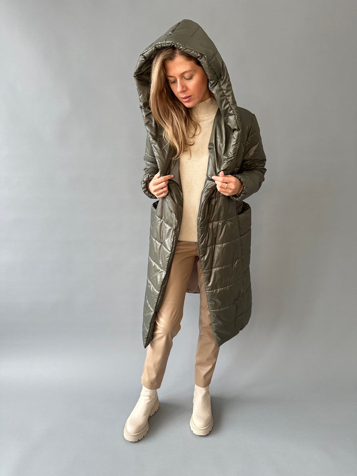 Warm quilted hooded overjacket