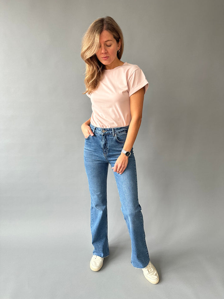 Flare jeans with side slits