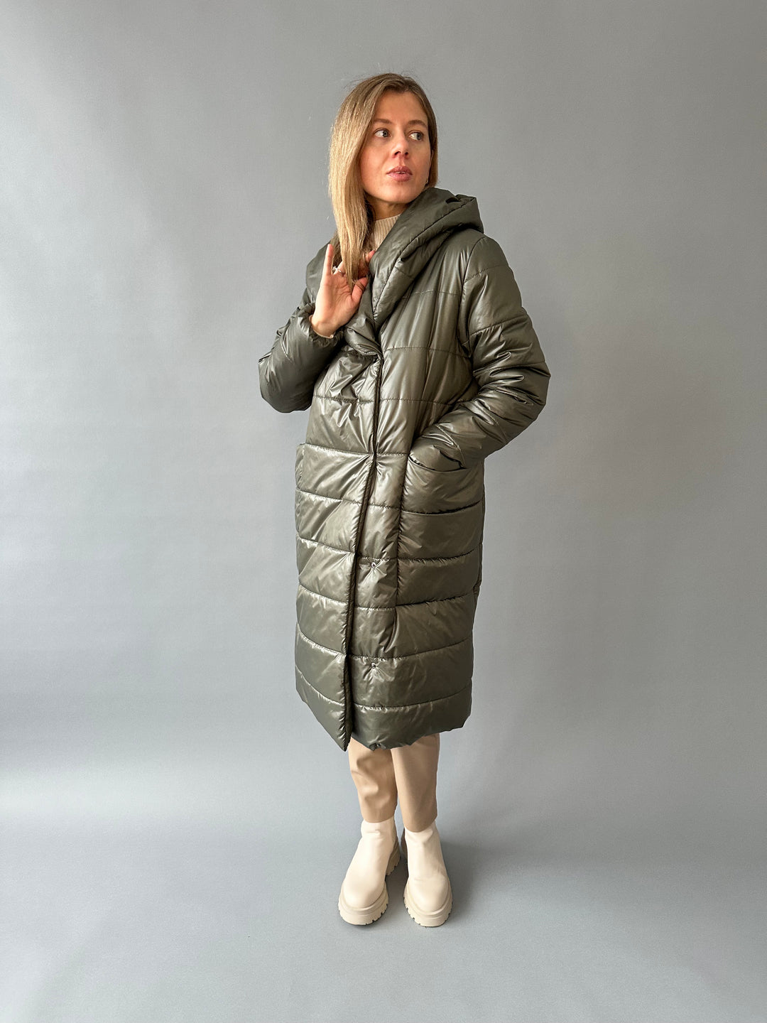 Warm quilted hooded overjacket