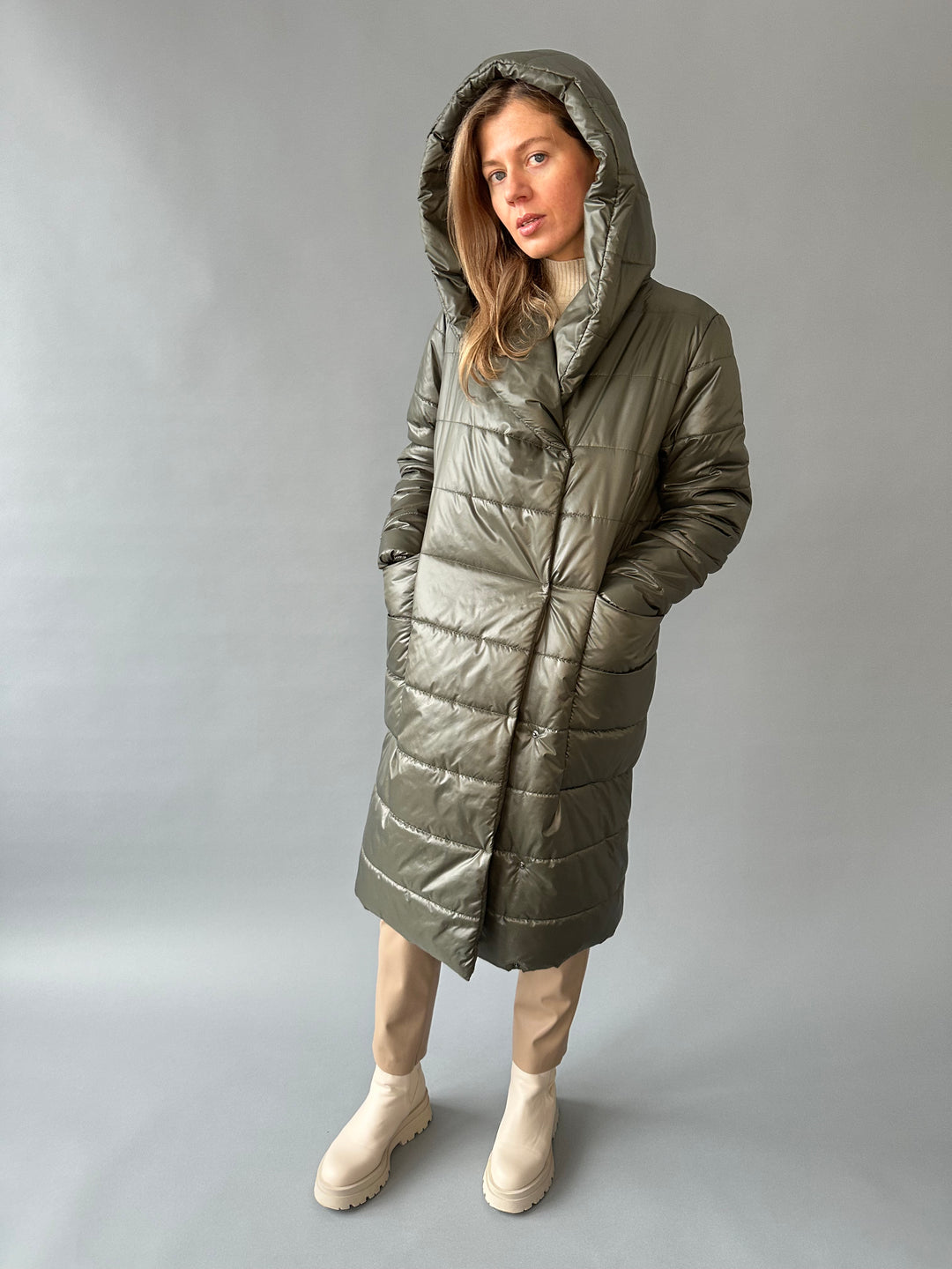 Warm quilted hooded overjacket