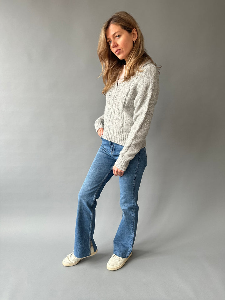 Flare jeans with side slits