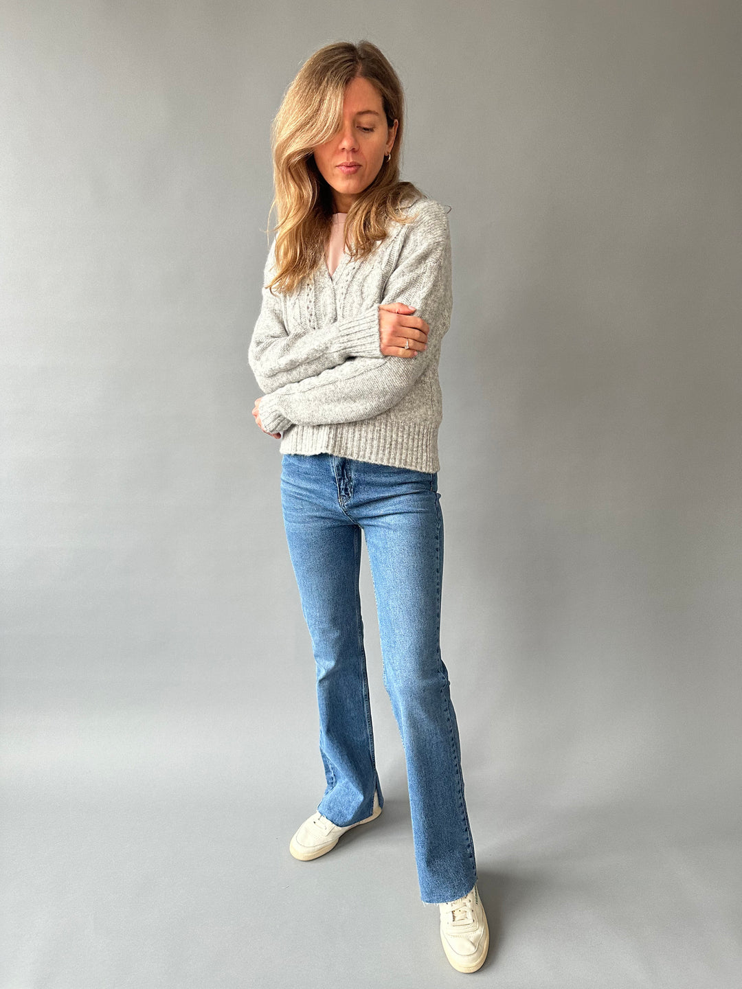 Flare jeans with side slits