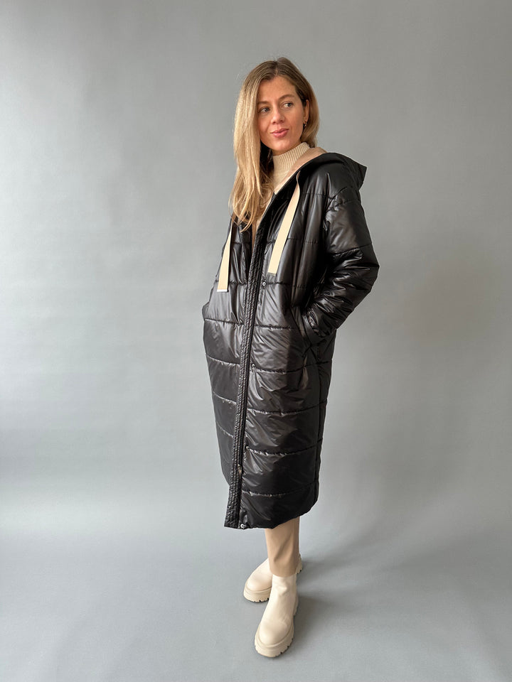 Long warm hooded overjacket