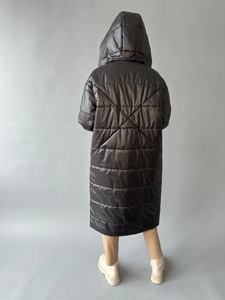 Long warm hooded overjacket