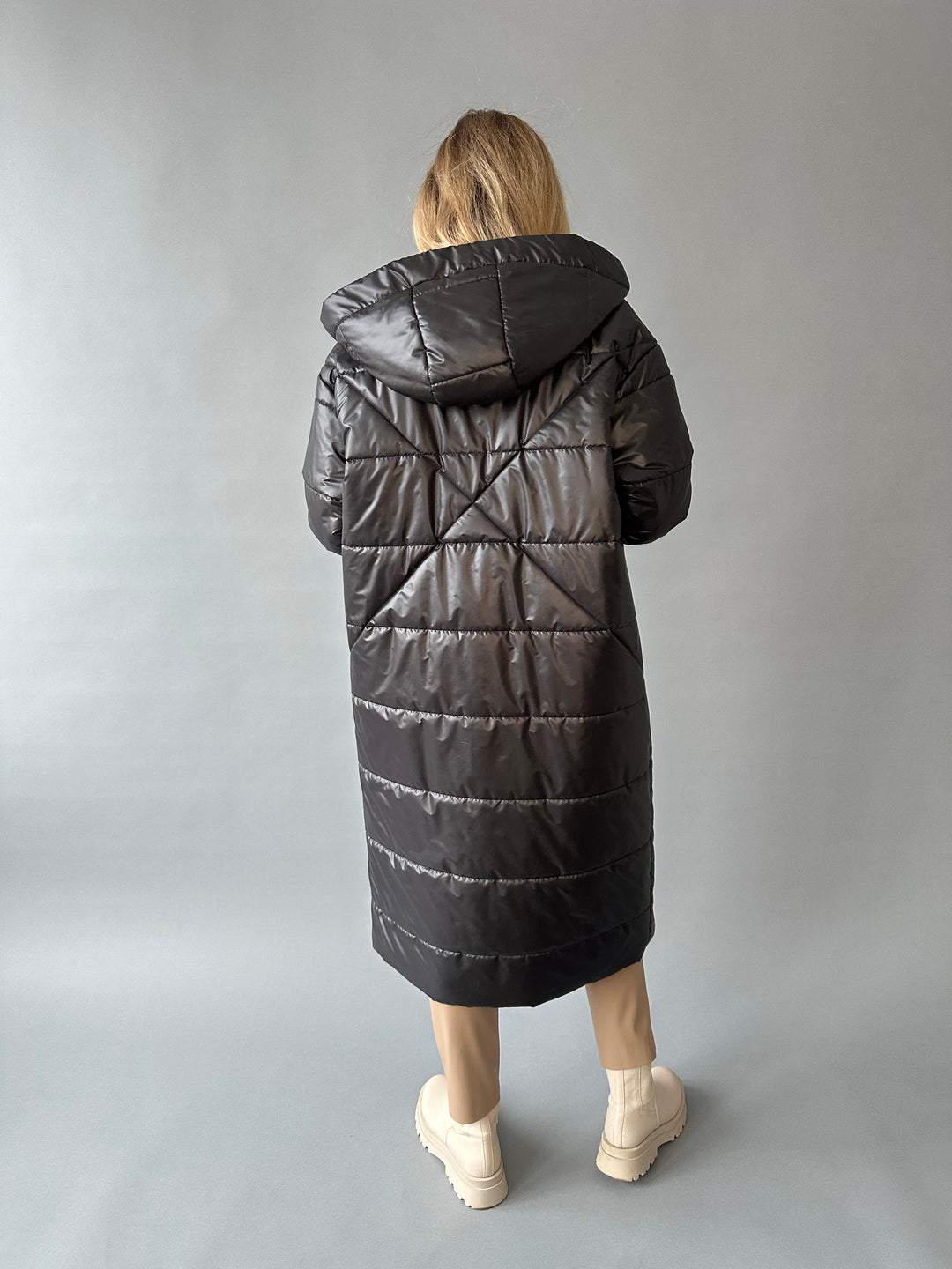 Long warm hooded overjacket