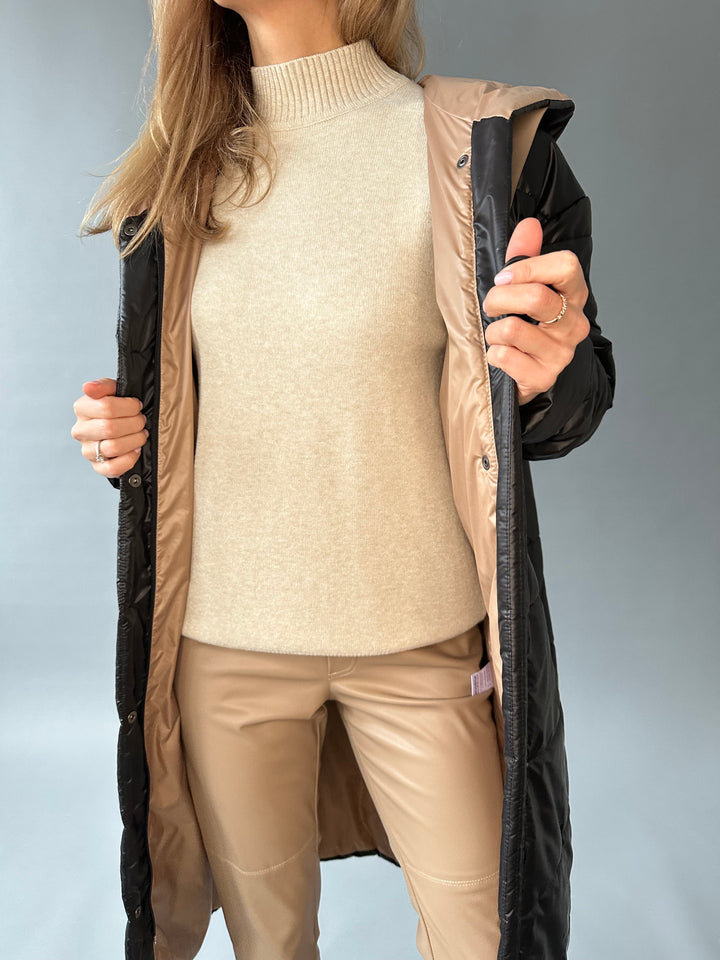 Long warm hooded overjacket