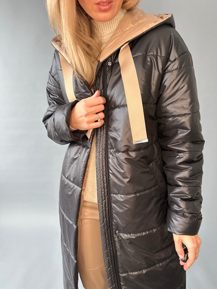 Long warm hooded overjacket