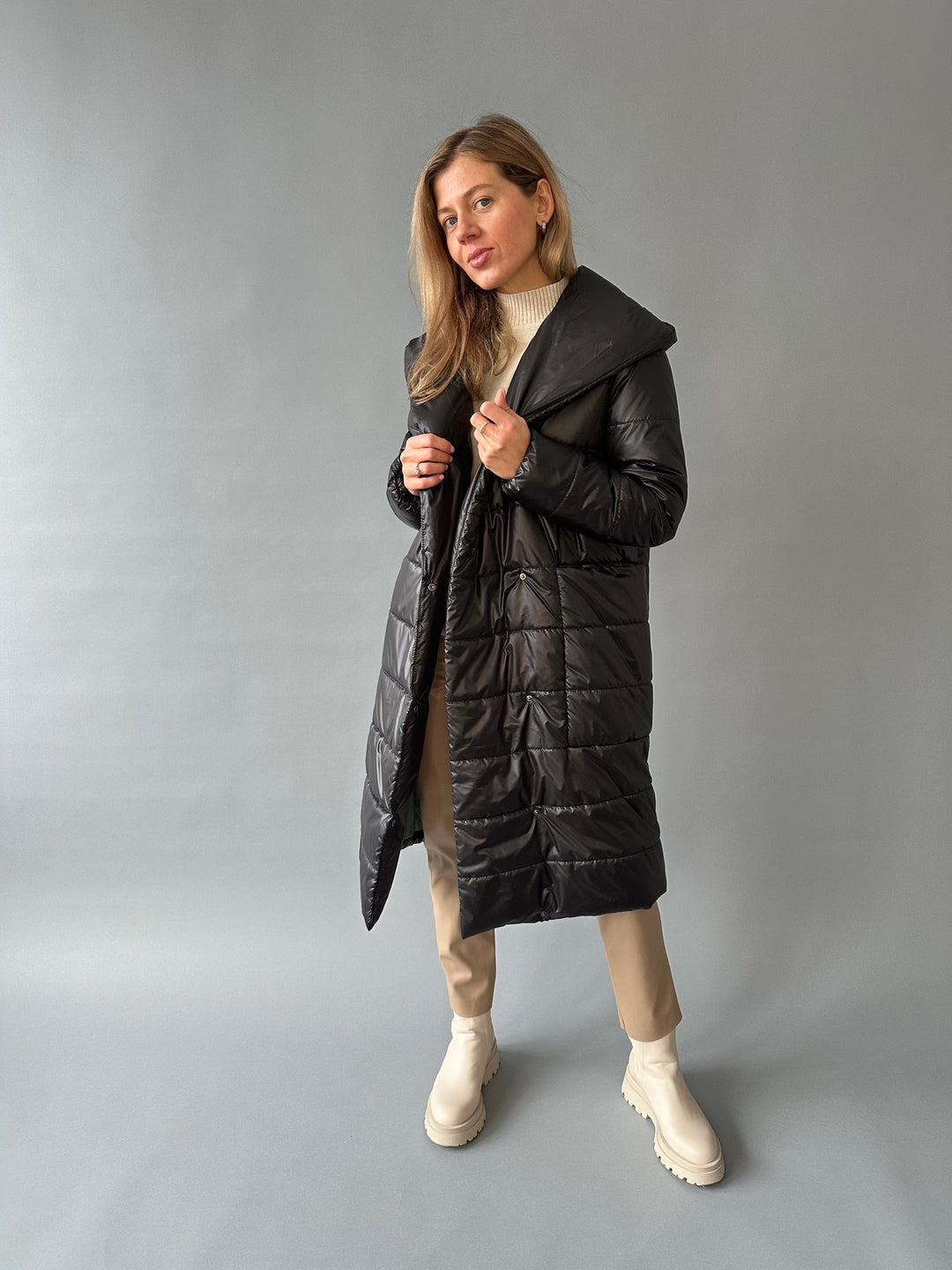 Warm quilted hooded overjacket