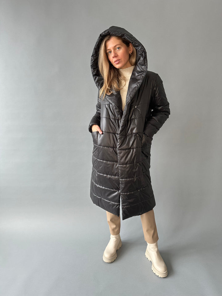 Warm quilted hooded overjacket