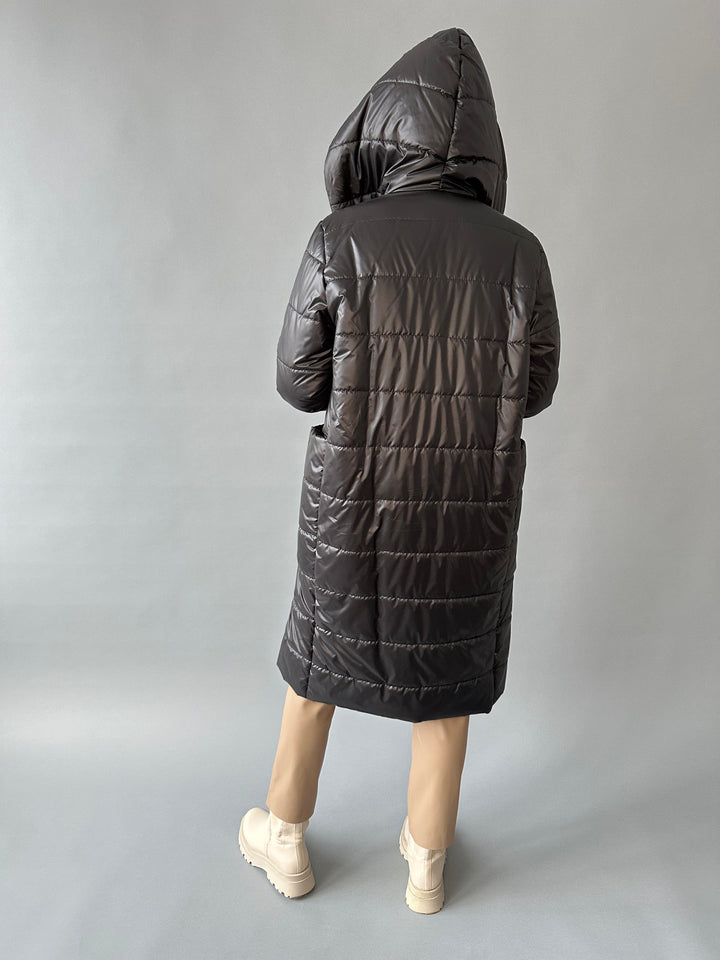 Warm quilted hooded overjacket