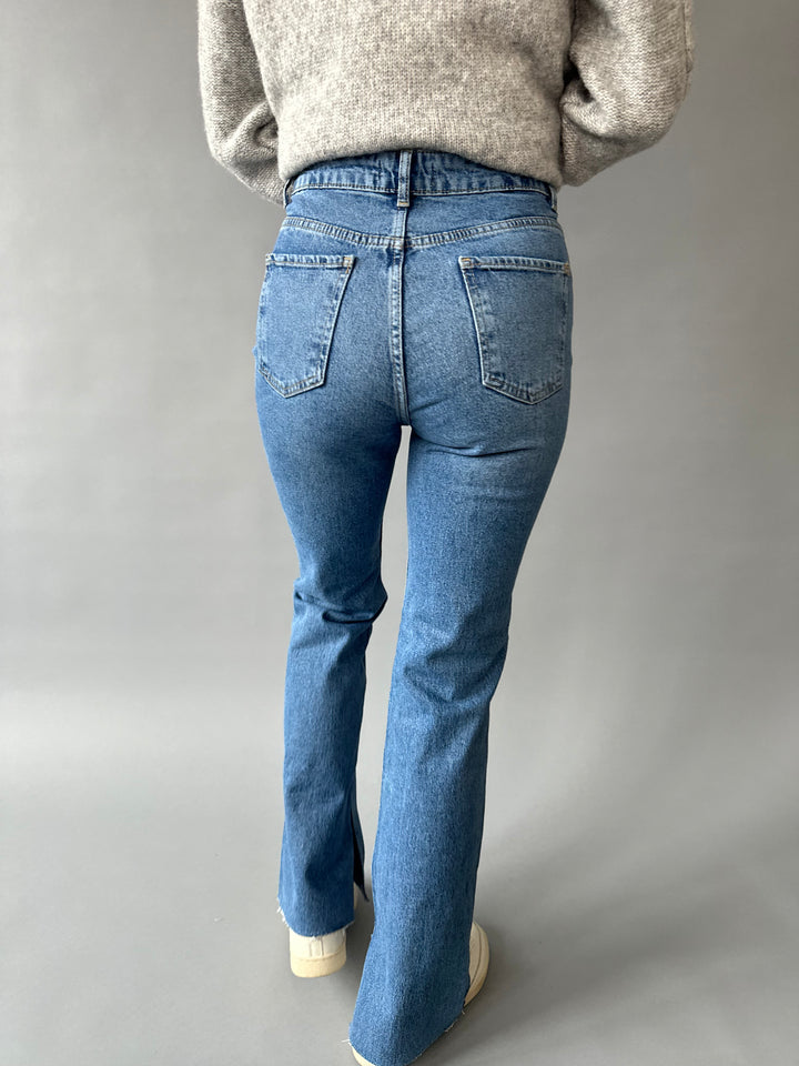 Flare jeans with side slits