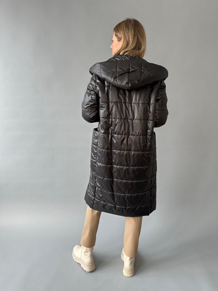 Warm quilted hooded overjacket