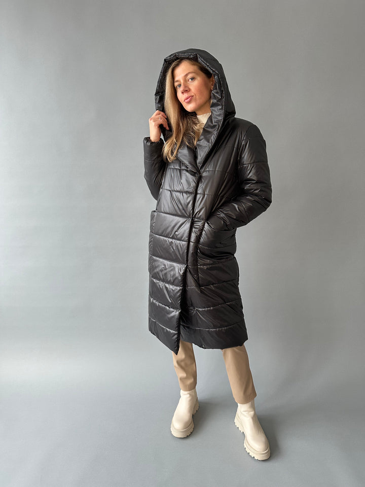 Warm quilted hooded overjacket